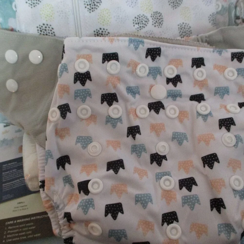 Simple Being 6 Diapers  Liners 1 Wetbag New Unisex Adjustable Size S M L Reusabl